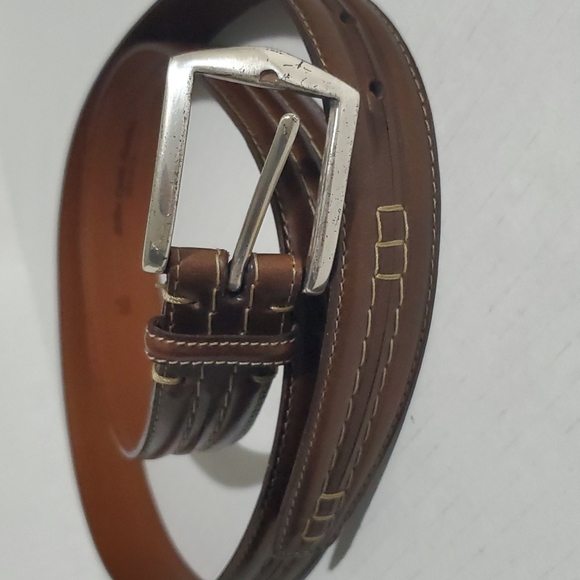 Men's Brown Belt Silver Tone Buckle sz 40 - Picture 5 of 10